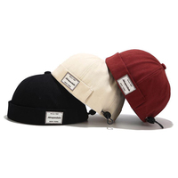 Top Label Docker Cap Adjustable Solid Color Brimless Caps Without Visor Cotton Breathable Beanie Hat Hats Unisex Street Outdoor