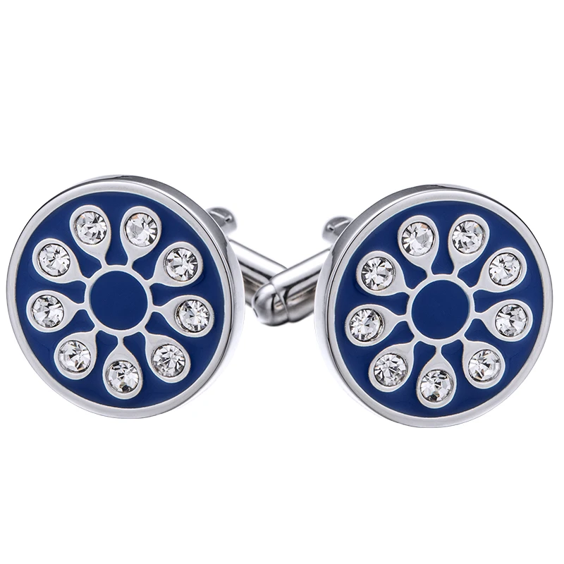 

KFLK Jewelry French shirt cufflink for mens Brand Crystal Cuff links Luxury Wedding Button Black Gift High Quality guests