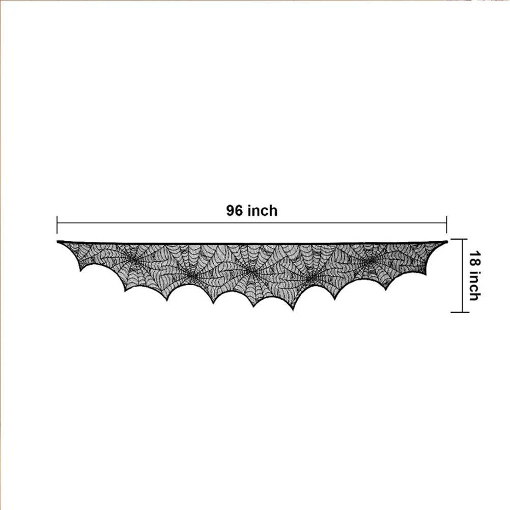 

2Pcs Halloween Black Spider Web Lace Tablecloth Large Dining Room Party Table Runner Fireplace Cover Stain Spill Protection