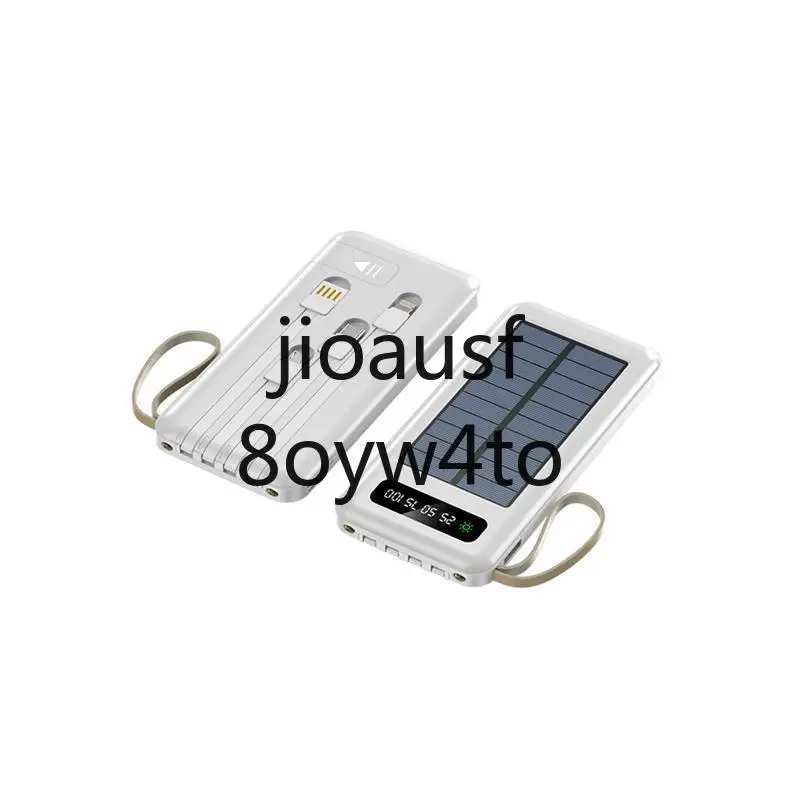 

30000mAh Solar Power Bank Portable Charger Large Capacity Outdoor Fast Charging Phone PowerBank Shared Detachable Charging Cable