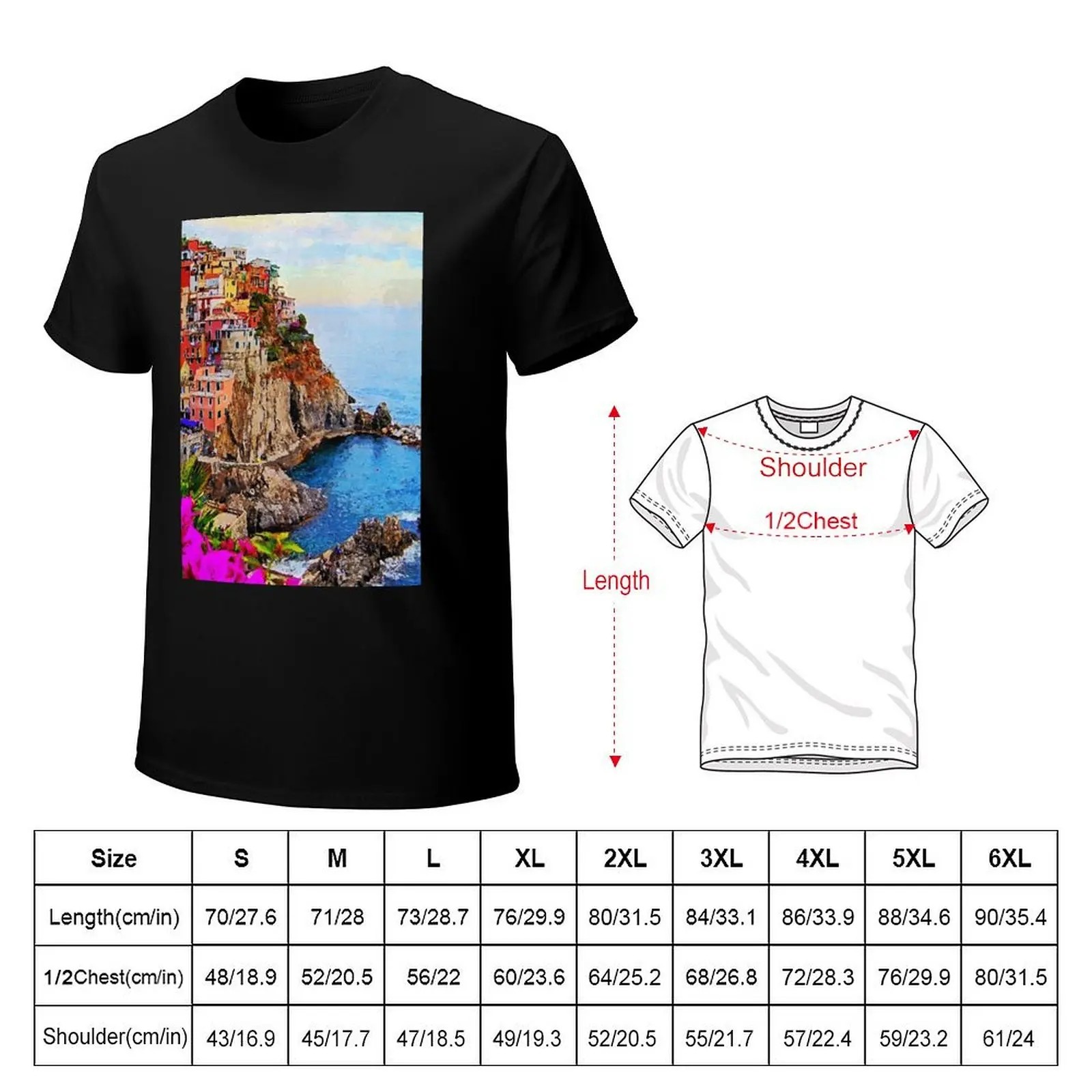 Italy, Cinque Terre T-Shirt Summer Fashion Casual Tee Shirt
