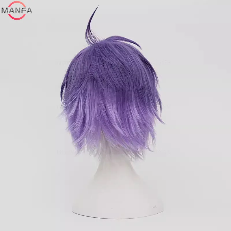 Anime  Sakamaki Kanato Wig Cosplay Men Short Purple Ombre Heat Resistant Synthetic Hair Wigs + Wig Cap