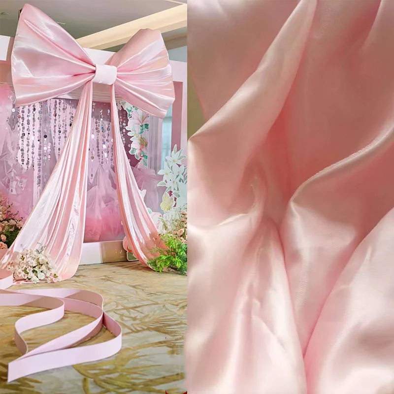 

Pink streamer satin crystal silk satin wedding decoration party reflective stiff dress designer DIY bow fabric