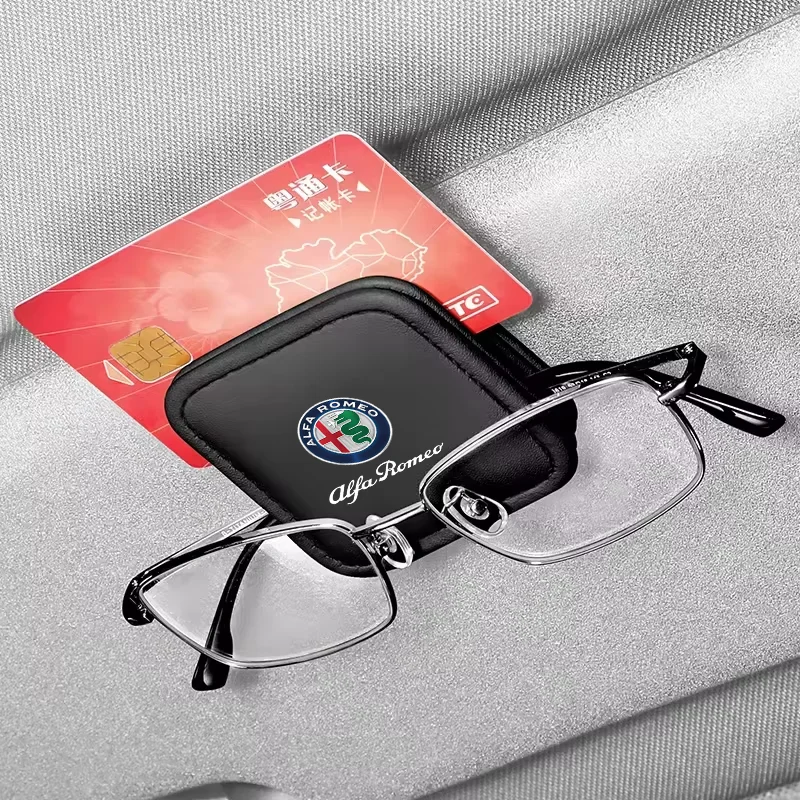 حامل نظارات شمسية للسيارة شماعات نظارات جلدية حاجب من الشمس مشبك نظارات لسيارة ألفا روميو جوليا ستيلفيو جيوليتا 159 147 156 166 #2