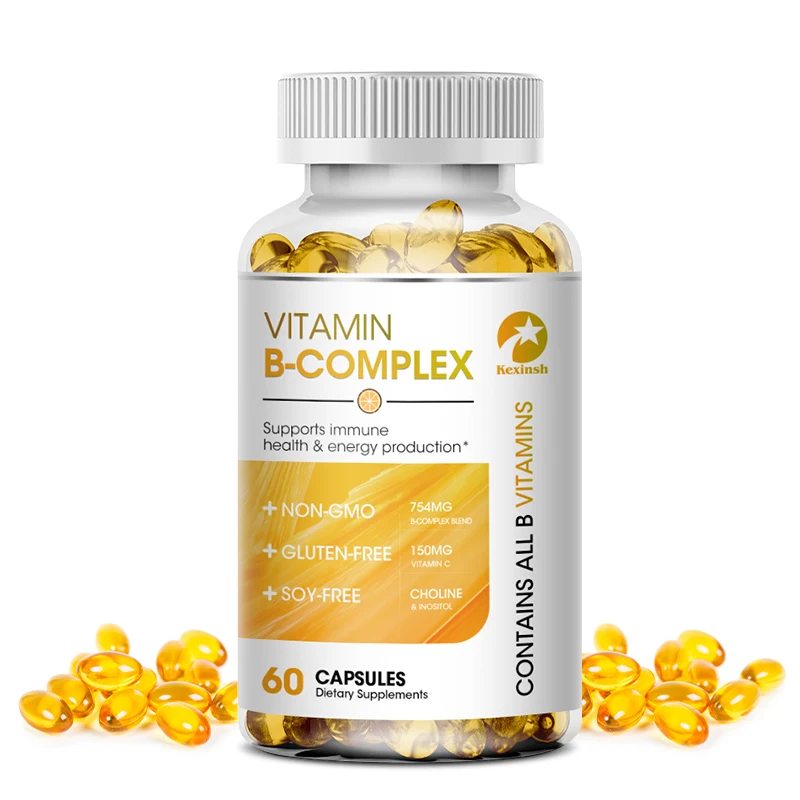 

kexinsh Vitamin B Complex Complete Capsules (B12, B1, B2, B3, B5, B6, B7, B9, Folic Acid & Biotin) Reduce Stress & Supports