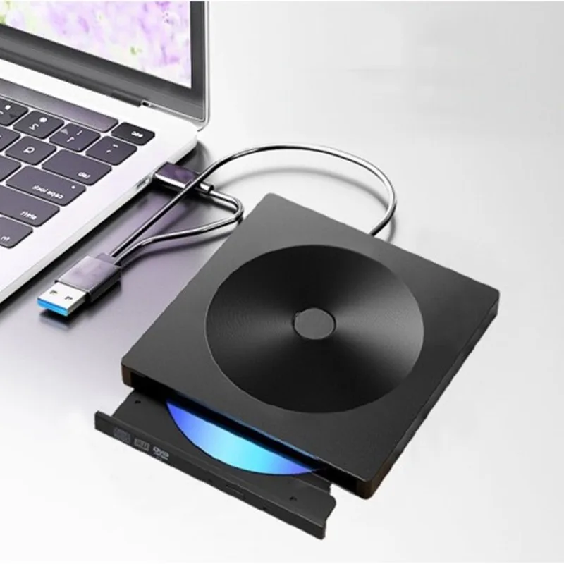 External CD/DVD Drive for Laptop with USB 3.0 & Type-C, Portable DVD Player Burner, Cd Rom External Drive, Cd Drive External Usb