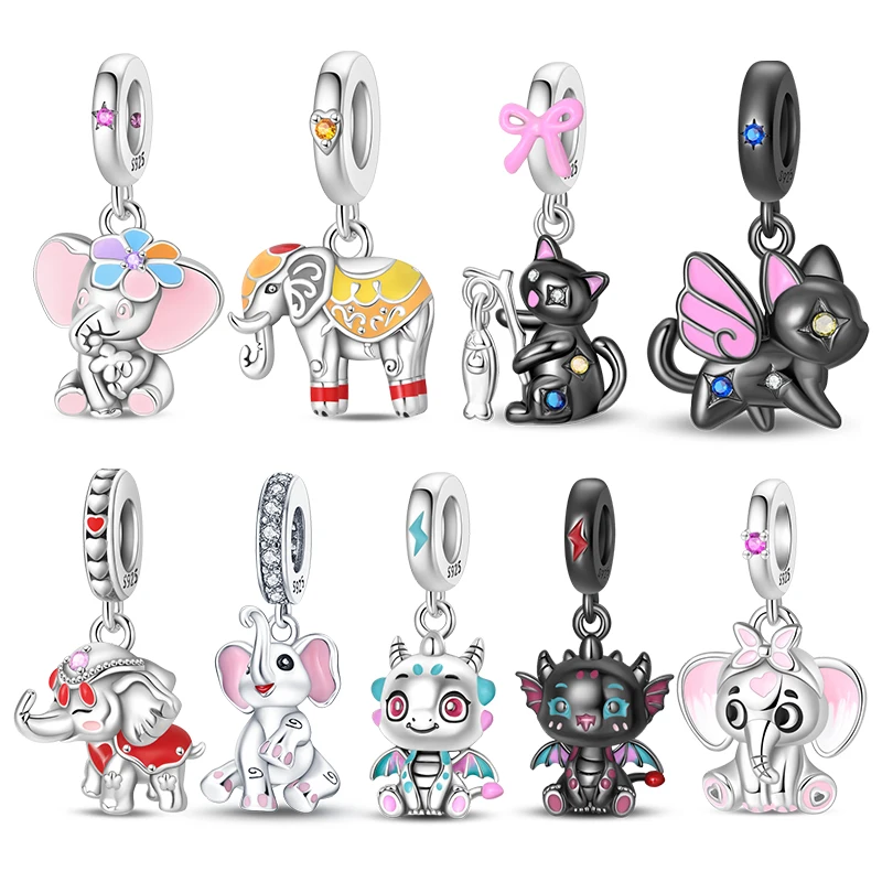 

Лидер продаж, оригинальные подвески, серебро 925 пробы, подвески в виде слона и кошки, бусины, подходят для оригинального браслета 3 мм для женщин, модные ювелирные изделия своими руками, подарки