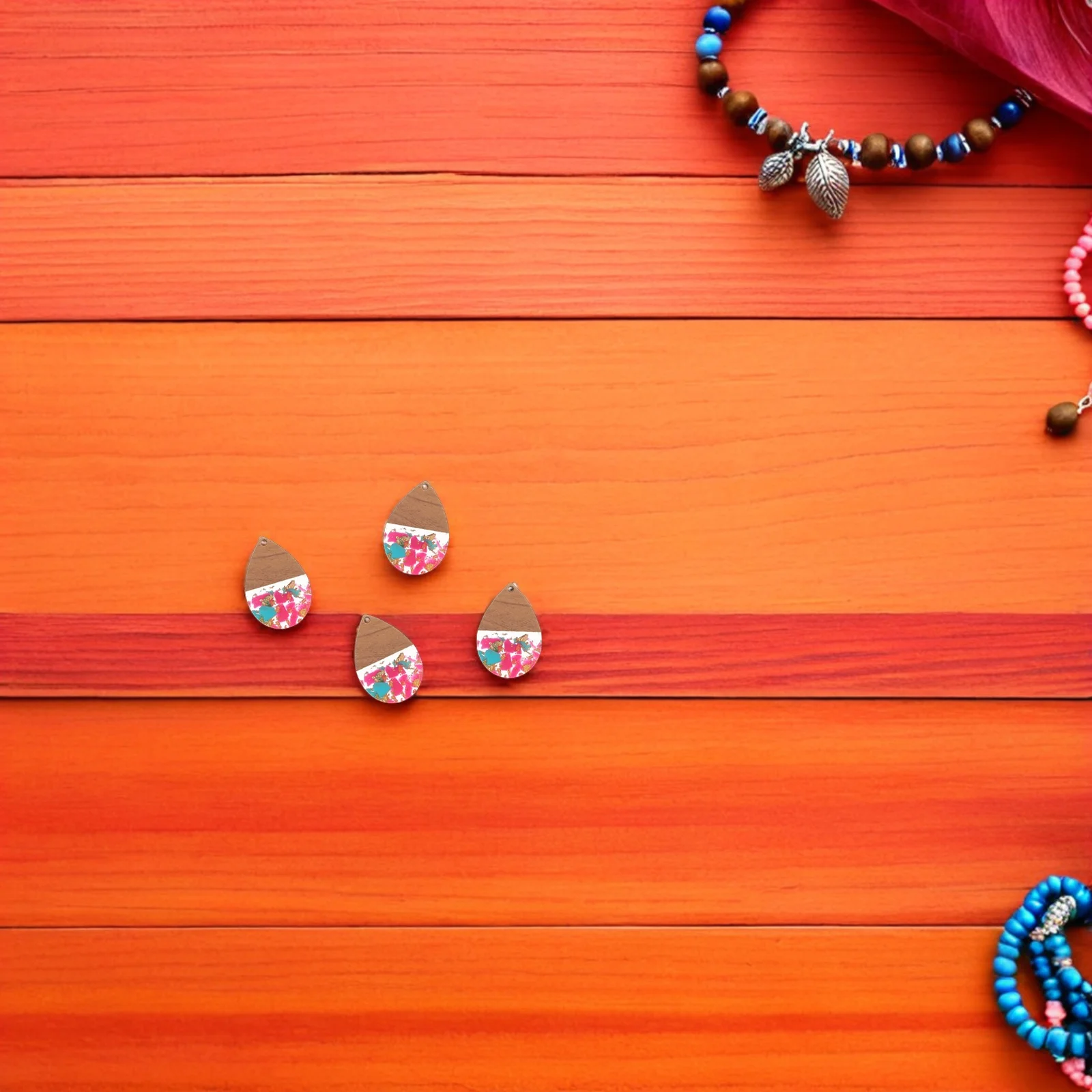 

5 Pcs Resin Wood Charms Earrings Pendants Jewelry Making Findings Necklace for DIY