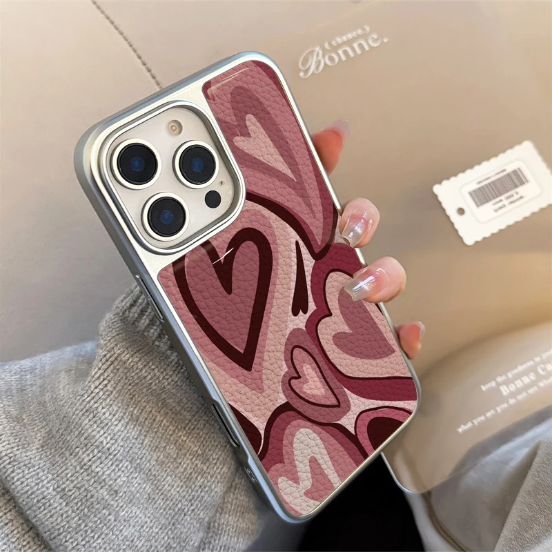 حافظة لهاتف آيفون 11/12/13/14/15/16/40 Pro Max AIR PLUS من الجلد الوردي المحظوظ