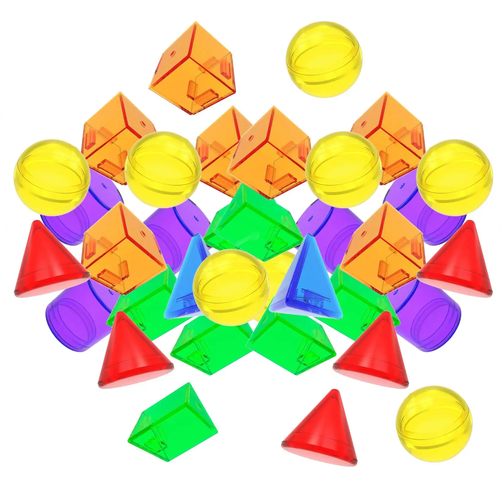 100 Pieces Geometric Solids Learning for Kids Education 3D Counting Sorting Math Helper Geometric Shapes for 3 Years and up
