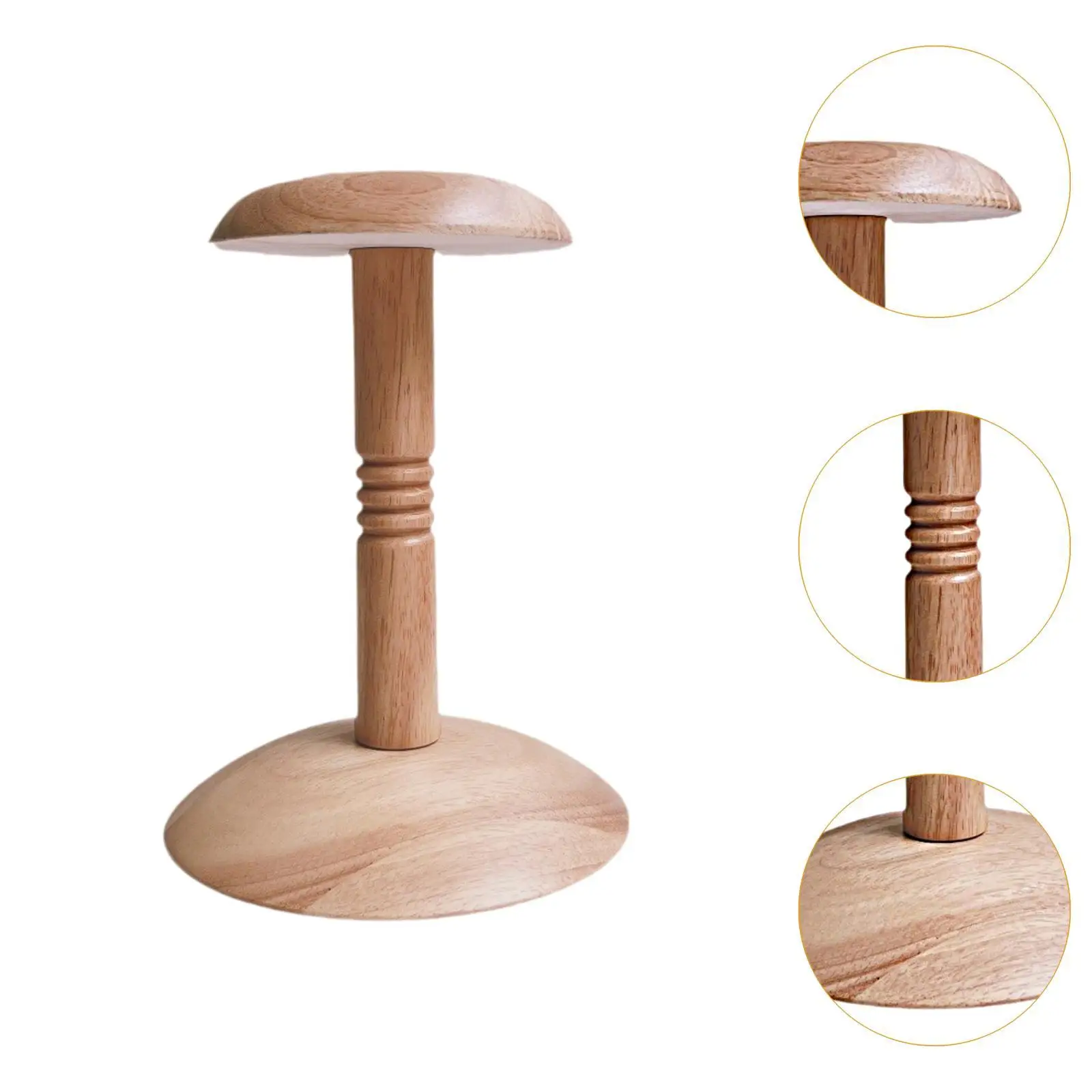 Wood Hat Stand Wig Display Rack, Multipurpose Baseball Hat Display Cap Storage Rack Tabletop Hat Rack for Living Room Bedroom