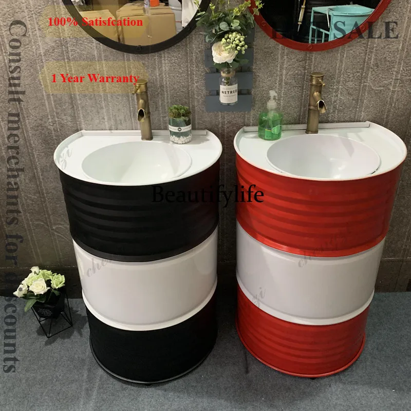 B567 Industrial style retro wash basin personalized creative bar wash basin oil drum column platform basin