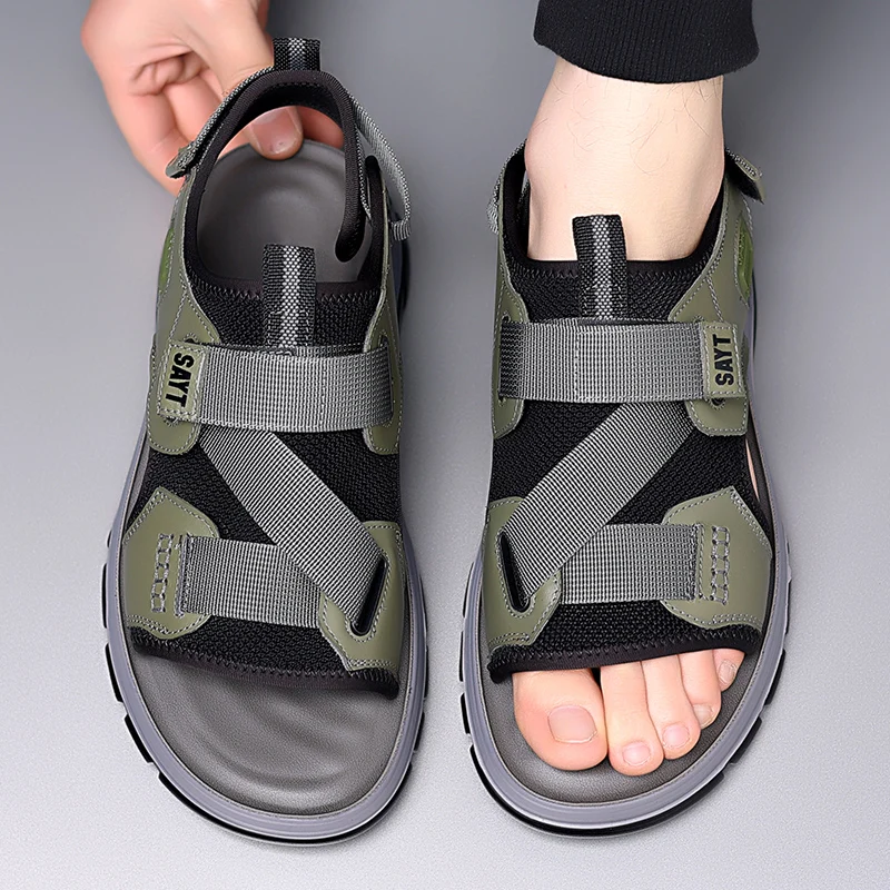 Fashion Designer Men Sandals mesh Breathable Casual Shoes for Men Outdoor summer Non Slip Beach Sandals Male Platform Sandalias image 3