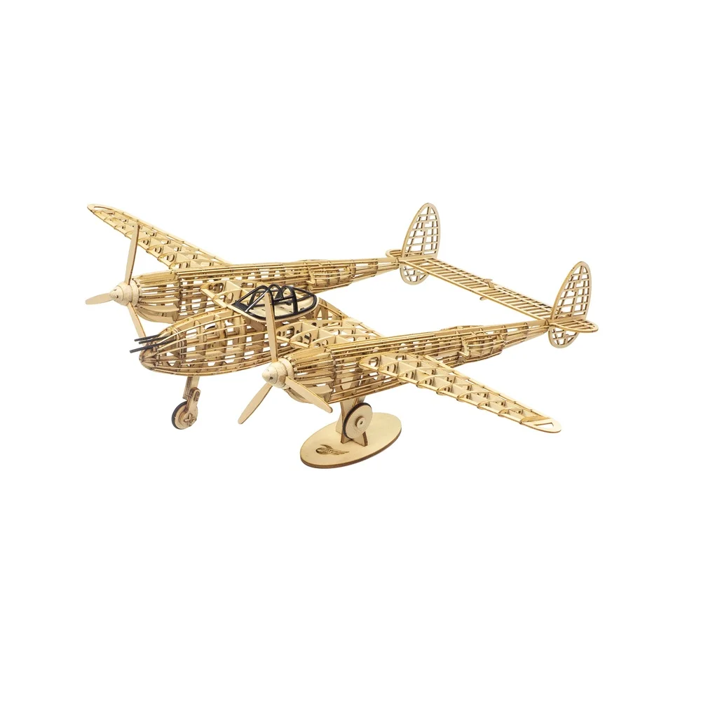 P-38 Lightning Balsa Wood Plane Model Kit 450mm Laser Cut Wooden Aircraft Static DIY Gift Display - view 6