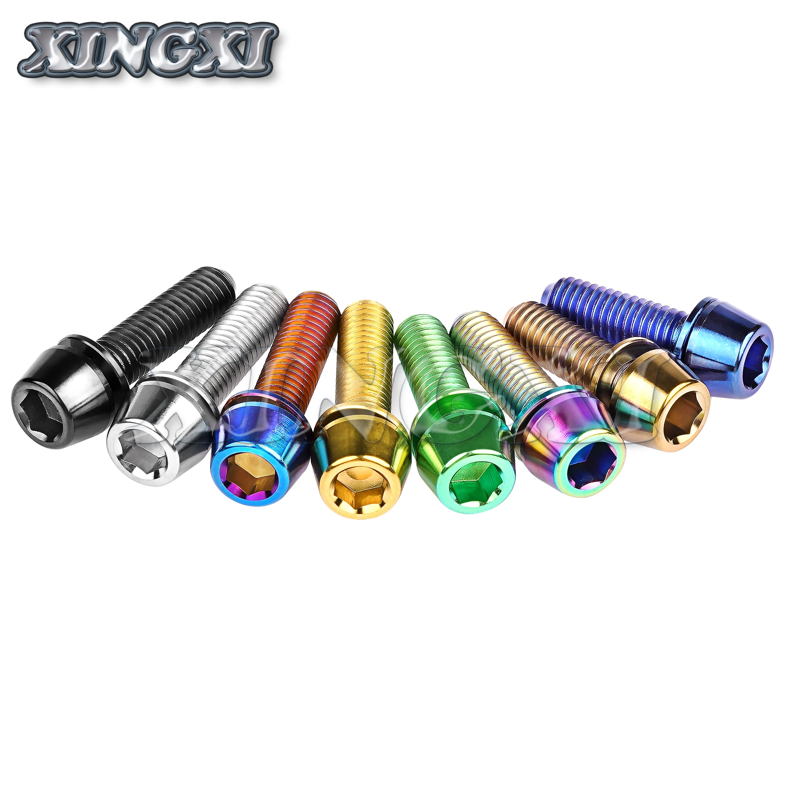 Xingxi Titanium Cone Head Bolts M5/M6X16 18 20 25mm Conical Head Srews With Washer Bicycle Srews For Bike Stems