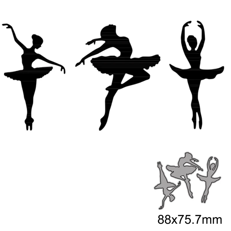 3Pcs/set Graceful Ballerina Metal Cutting Dies for Diy Scrapbook Embossing Album Paper Card Craft Folder Decorative Dies Cut