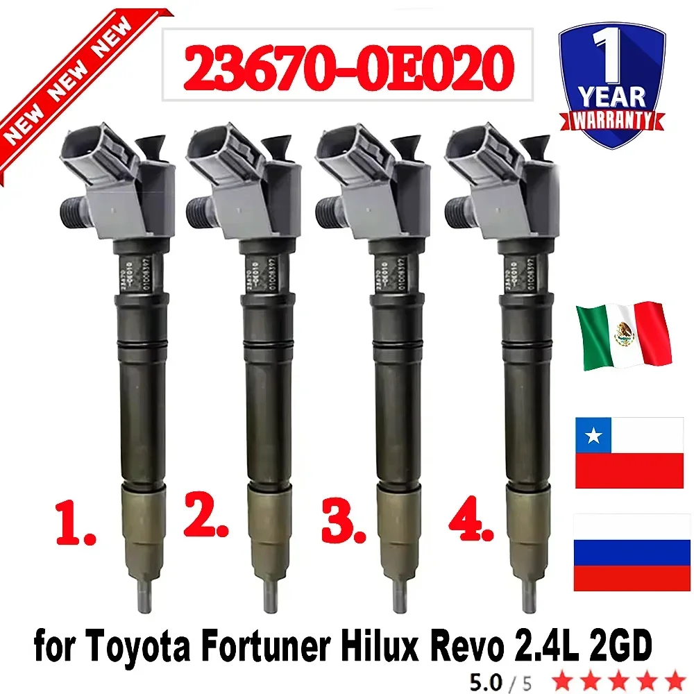 

4PCS 23670-0E020 New Diesel Piezo Ful Injection 23670 0e020 Nozzle 295700-0090 295700-0530 295700-0560 For Toyota Hilux 2GD