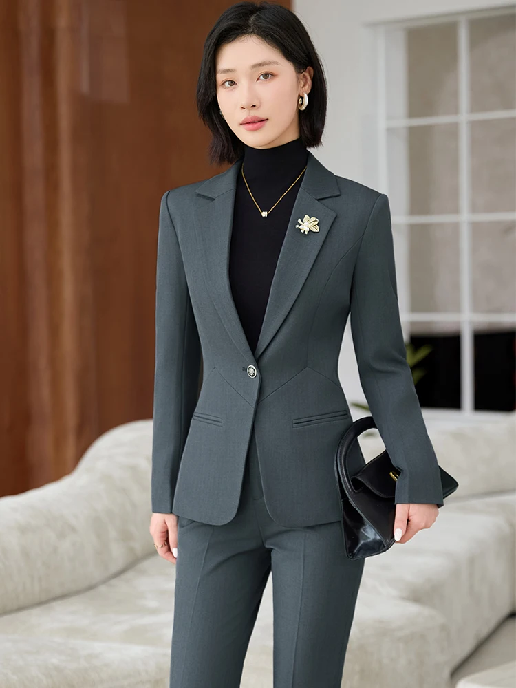 

Женский костюм-двойка: повседневный деловой стиль, облегающий крой, осенне-зимняя коллекция, новинка, дышащий, комфортный