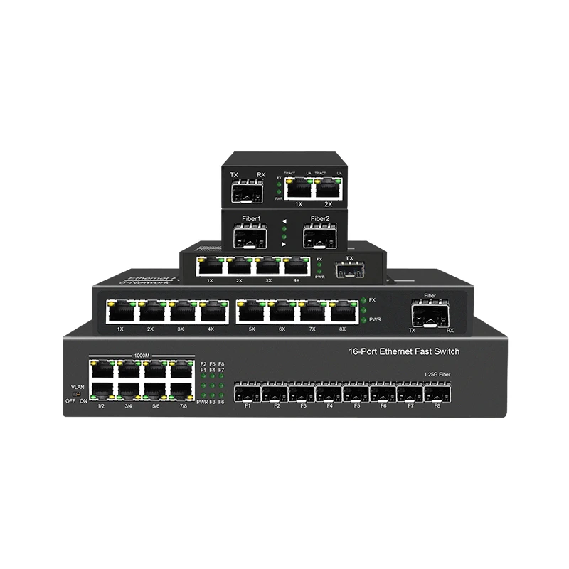 JT-COM gigabit média konvertor 1 levý bok lodi SFP na 2 rj45 gigabit optický vlákno, GPON/EPON OLT ethernetový pro IP kamera 10/100/1000M