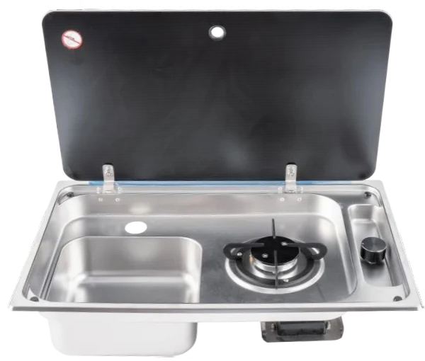 High Quality 2025 Most Popular 304 Stain Steel RV Gas Stove with One Water Sink From China