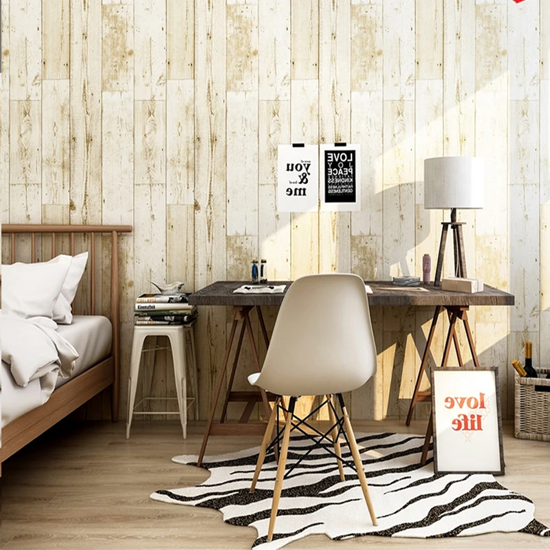 Brown Faux Wood Grain Peel And Stick Wallpaper Self-adhesive Wood Plank Wallpaper Roll Removable Vinyl Wall Covering For Restaur