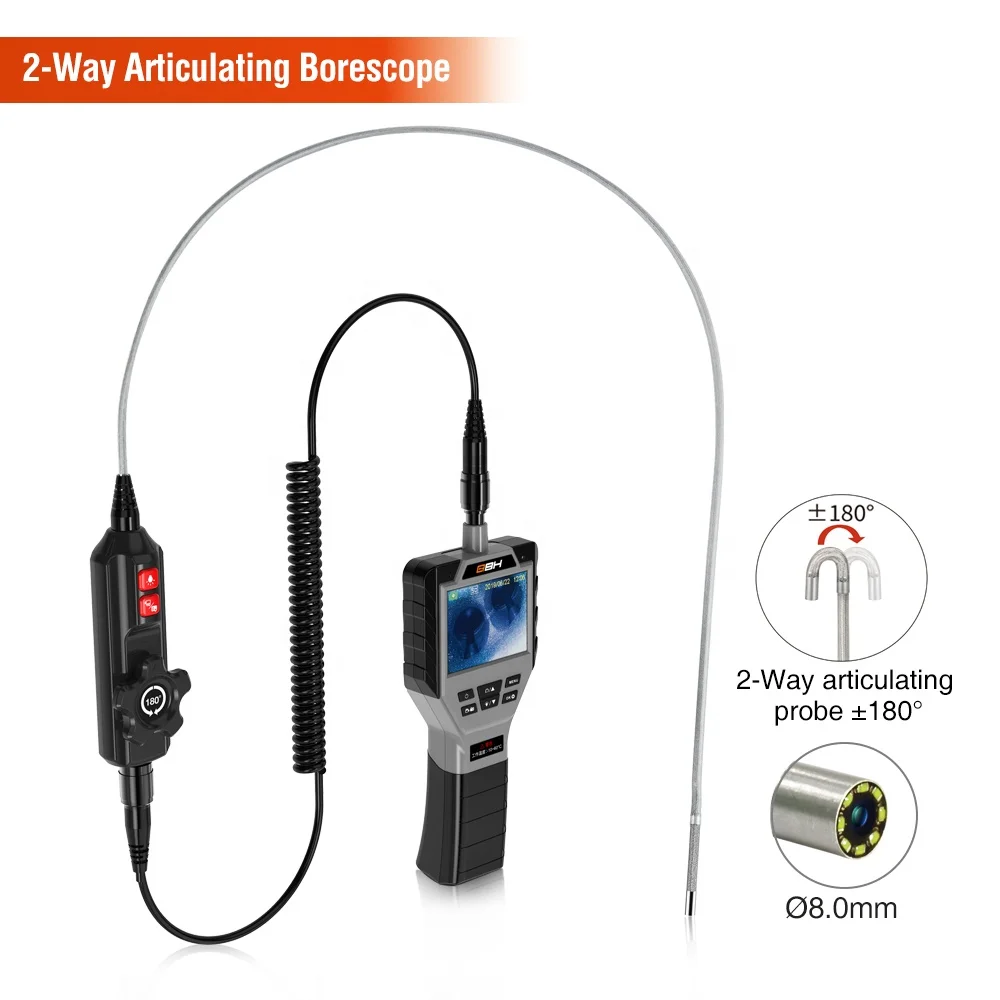 Enhanced 3.5-Inch Full-View Screen Articulating Borescope Inspection Camera with OBD2 Scanner and Image Rotation Feature