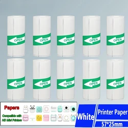 Thermal Printing Paper 10 Rolls White Self-adhesive 57mm Label Sticker Photo for Wireless Photo Inkless Mini Printer Paper Kids
