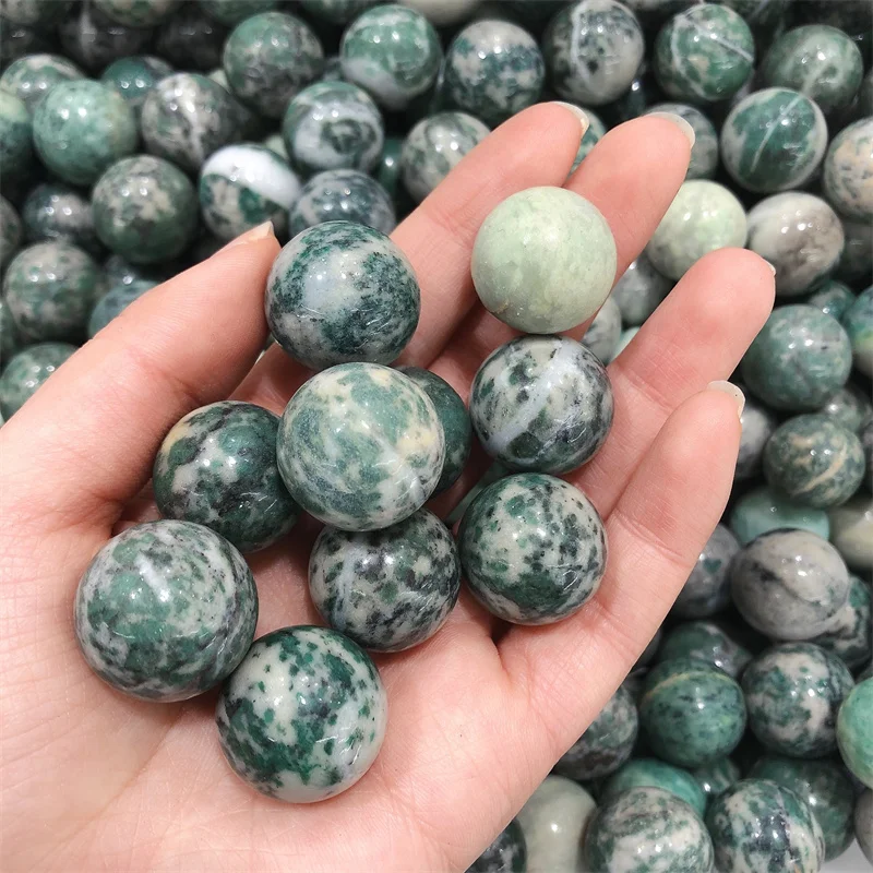 10PCS Natural Qinghai Jasper Sphere Quartz DIY Bracelet Spiritual Prayer Meditation Crystal Stone 2CM