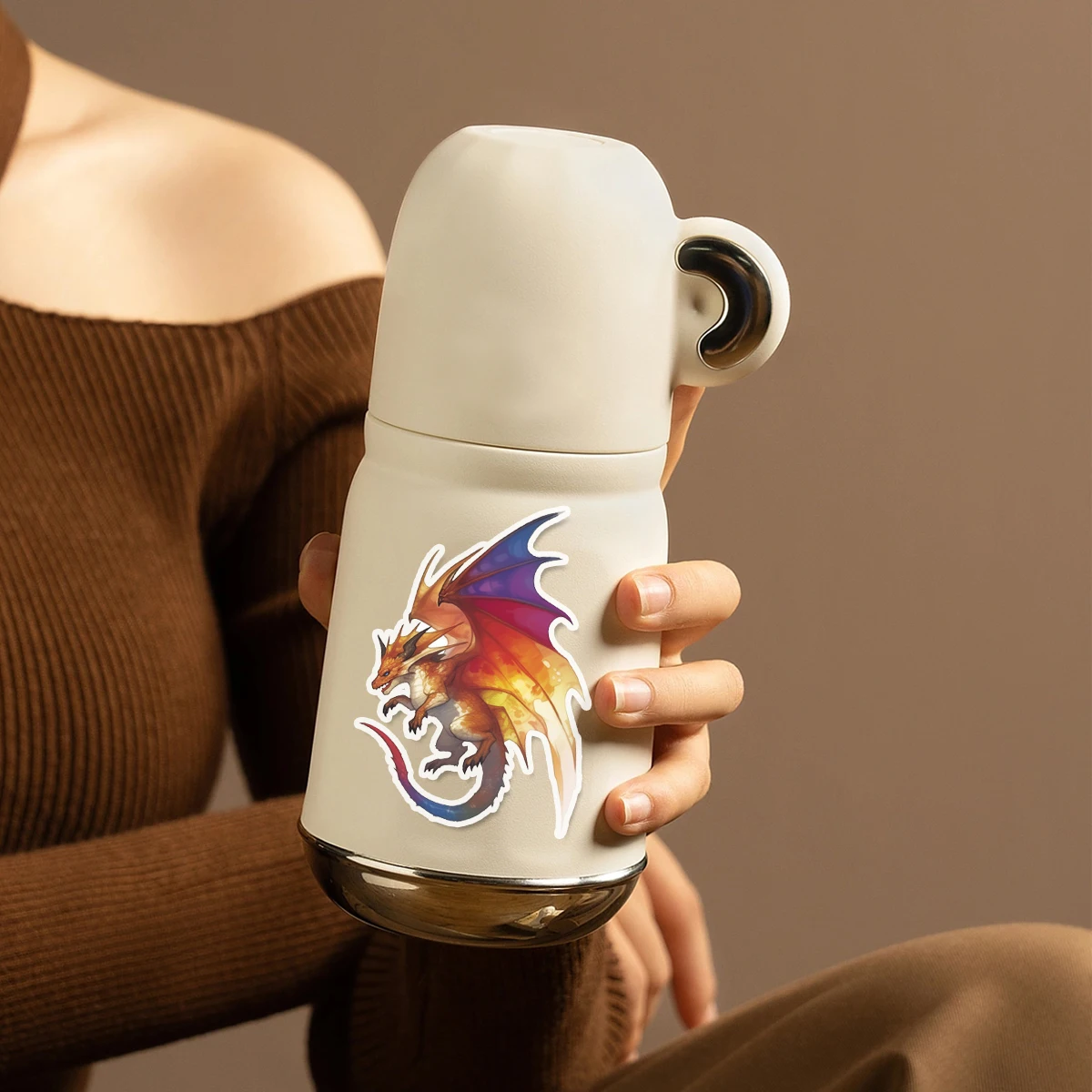 50 pcs cartoon fire dragon sticker decorative waterproof sticker suitable for water bottle computer laptop suitcase