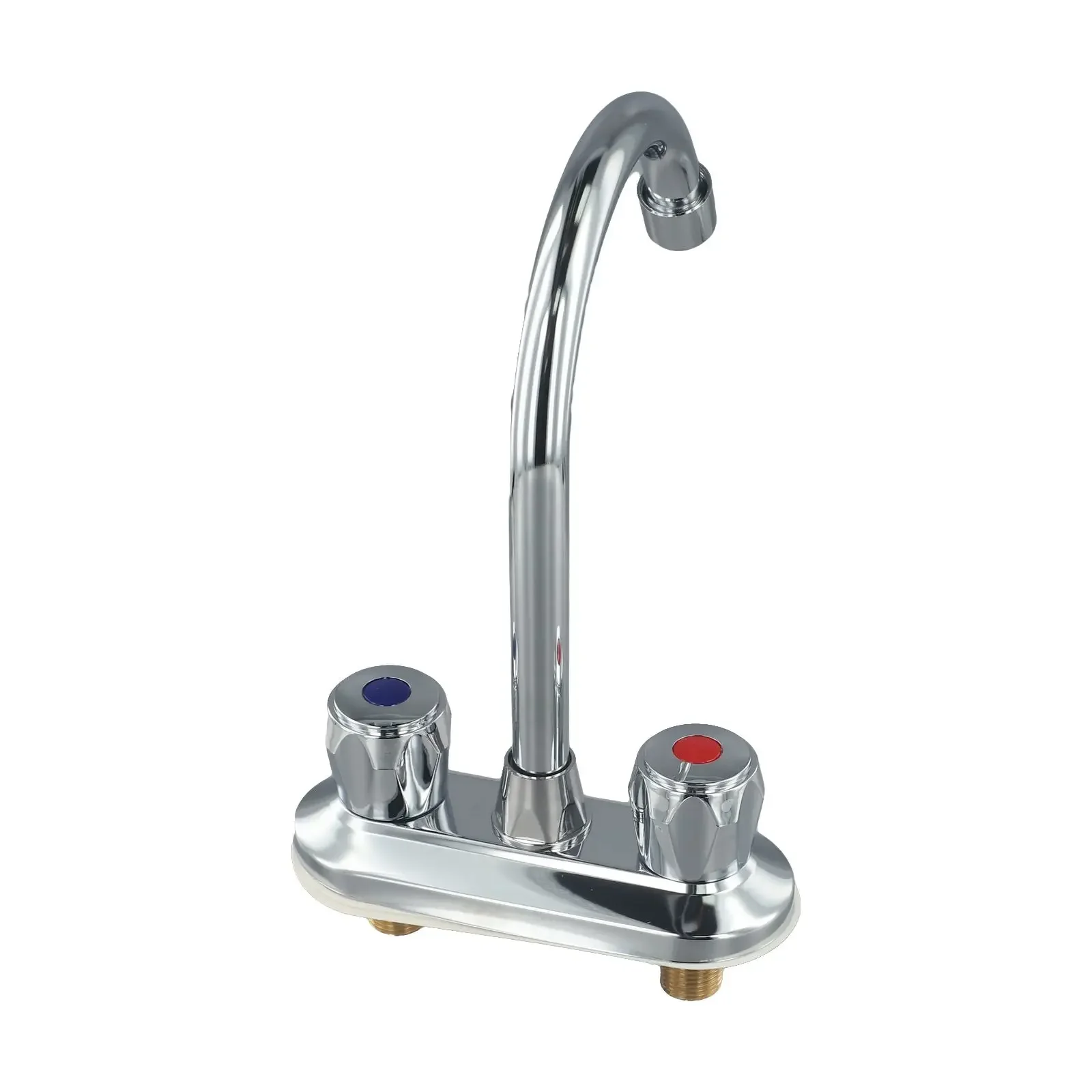 

Sleek Dual Handle Bathroom Wash Basin Faucet Deck Mounted Dual Hole Sink Water Mixer Tap with Comfortable Washing Experience