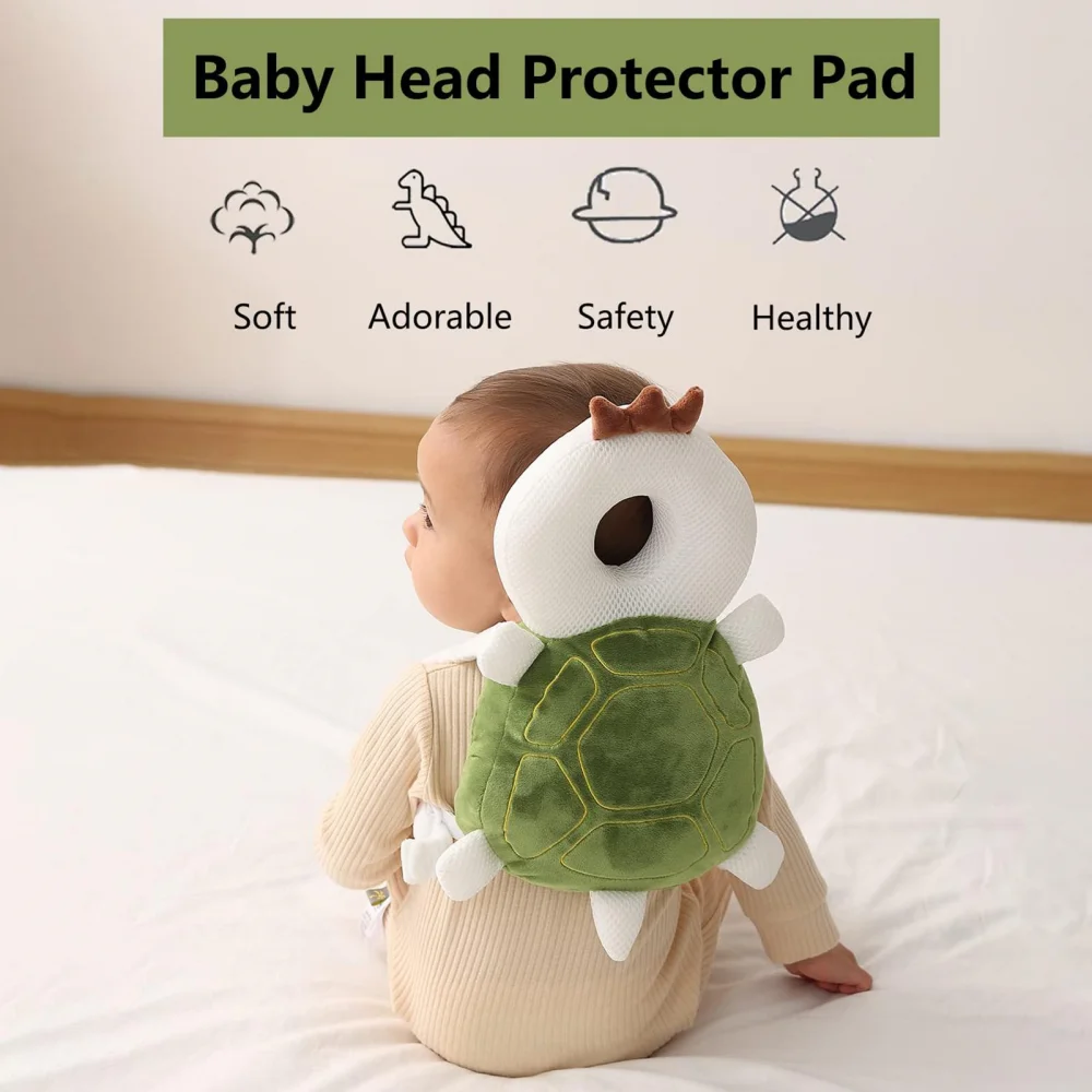 Baby Head Protector Backpack Toddler Walking Crawling Head Protection Pillow Cozy Adjustable Baby Fall Headrest Cushions Turtle