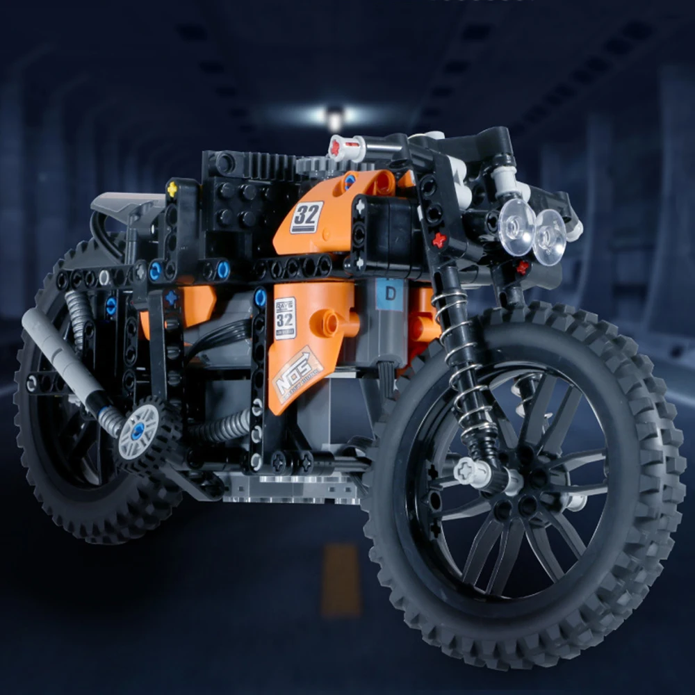 MOC Motorrad Serie Sport Fahrrad Modell Bausteine High Speed Fahrzeug Montage Pädagogisches Spielzeug für Kinder