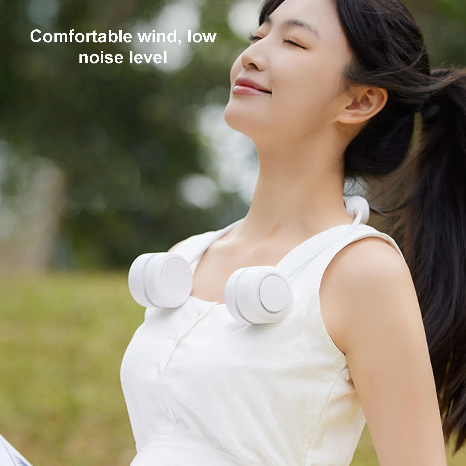 Portable Neck Fan Rechargeable 3 Speeds Wearable Personal Fan Quiet Battery Operated Semiconductor Cooling Fan for Home Office