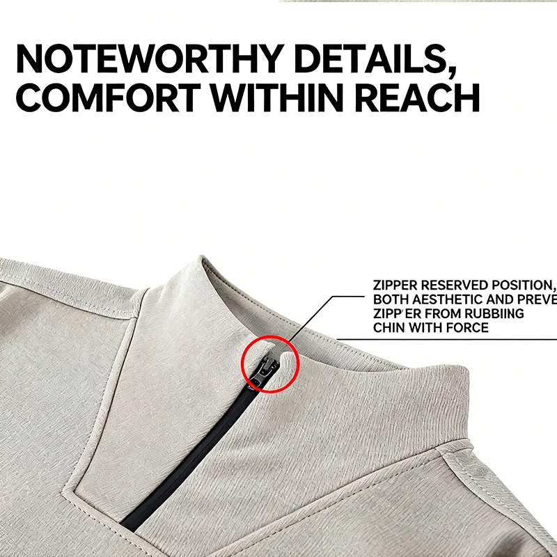 เสื้อฮู้ดดี้ผู้ชายแบบซิปครึ่งตัว คอตั้ง แขนยาว สีพื้น สไตล์ลำลอง สำหรับฤดูใบไม้ร่วง รุ่นใหม่