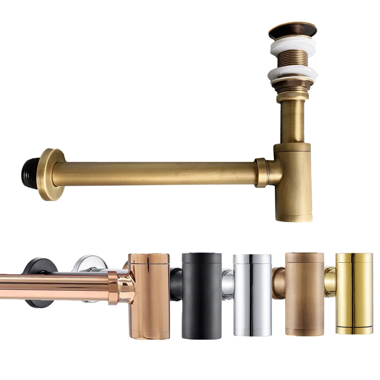 8 Colors Bathroom Basin Bottle Trap Drain Set Hose Black Bathroom Sink Pop Up Filter Stopper Custom Made Washbasin Siphon Hose