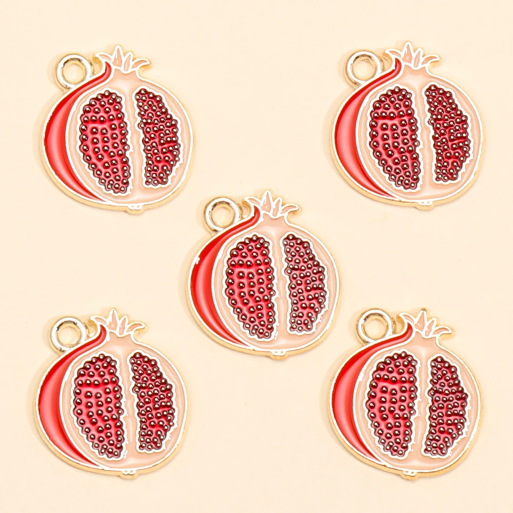 10 Stücke Schöne Mode Roten Granatapfel Emaille Anhänger Für DIY Schmuck Machen Obst Charms Ohrringe Schlüsselbein Halsband Schmuck Geschenk – Detail 5