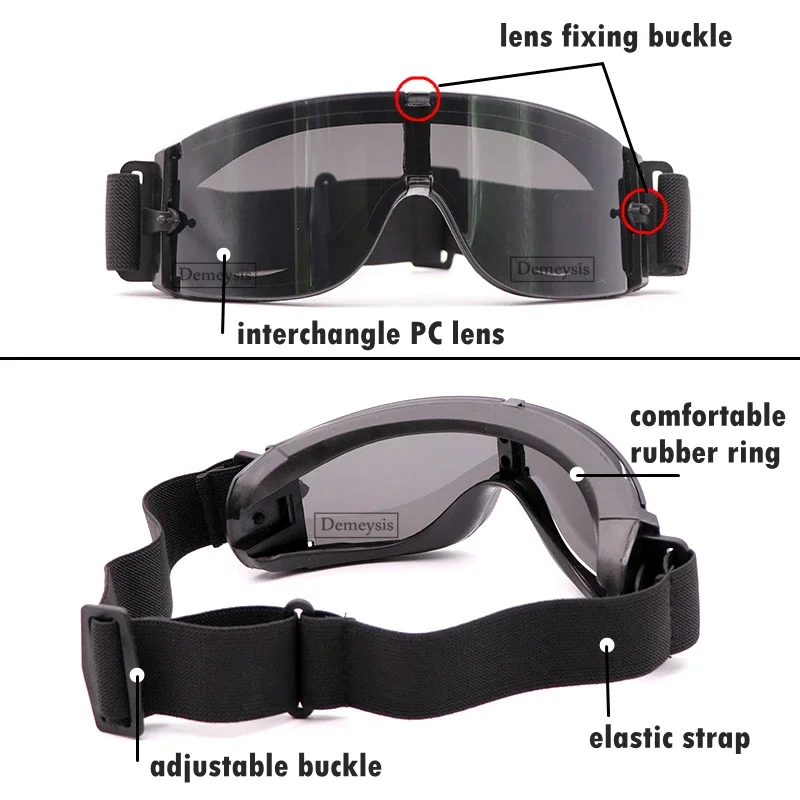 Gafas tácticas 3 lentes intercambiables - Protección balística Airsoft - imagen 5
