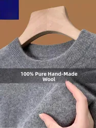 Thickened Fleece Winter Knitted Sweater for Men round Neck Half High Collar Cashmere Sweater Casual Fashion City Style Long S...