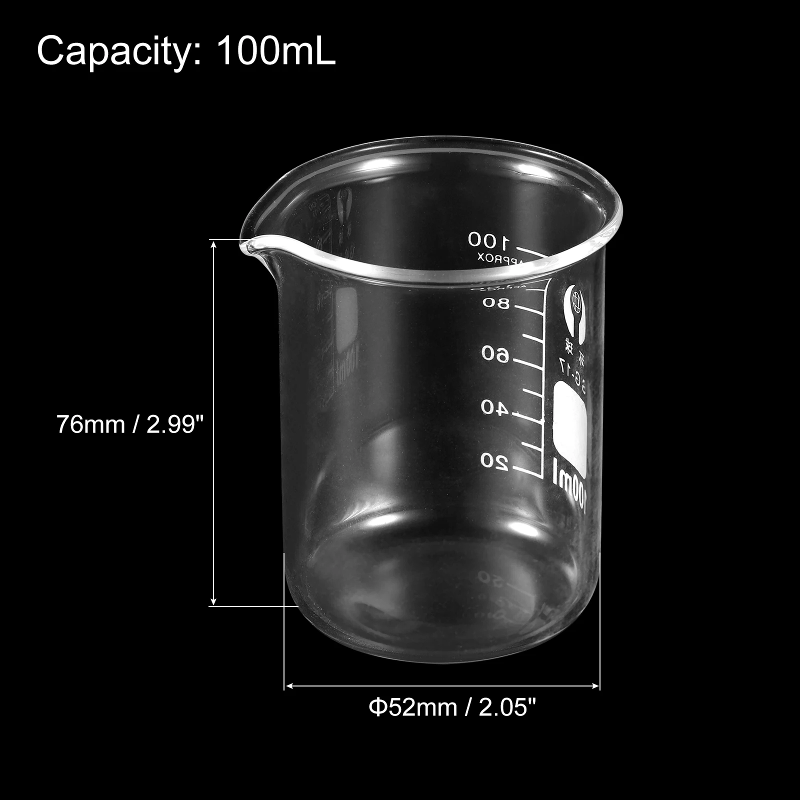 2/3Pcs 5-500ml Lab Glass Beaker High Borosilicate Glass Graduated Printed Scale Measuring Cup with Spout for Kitchen Lab Liquids