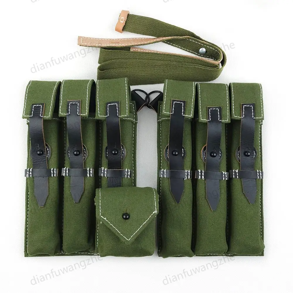 Pochette pour chargeurs MP40 MP38 de la Seconde Guerre mondiale, sac banane triple en toile, sac utilitaire universel avec bandoulière simple offerte