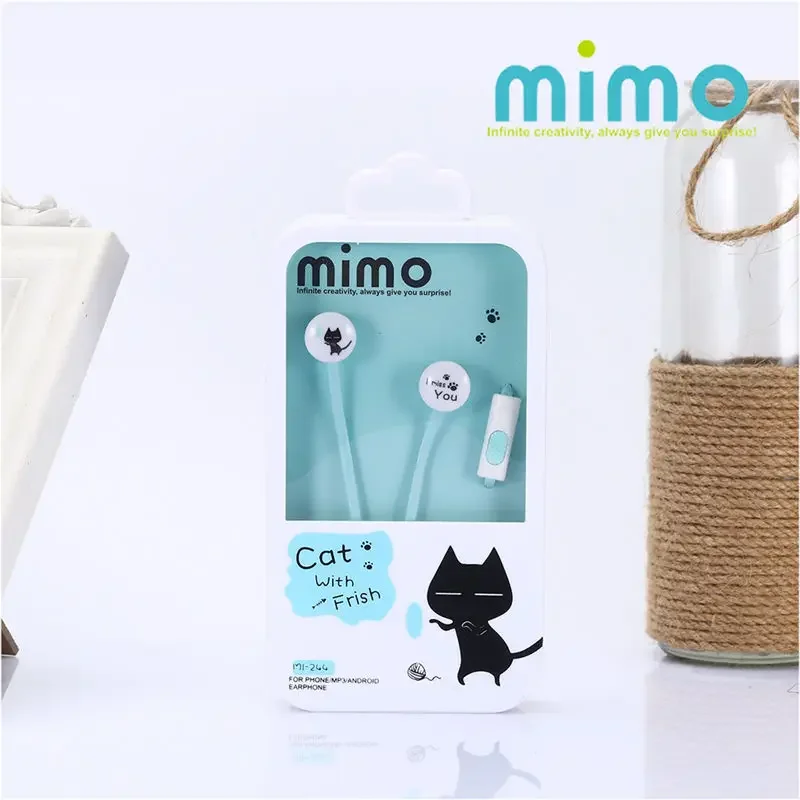 CHICLITS Cute Black Cat Earphone Cartoon Subwoofer 3.5MM Music Universal Earbuds With Mic For Phone MP3 Girl Children Kids Gift