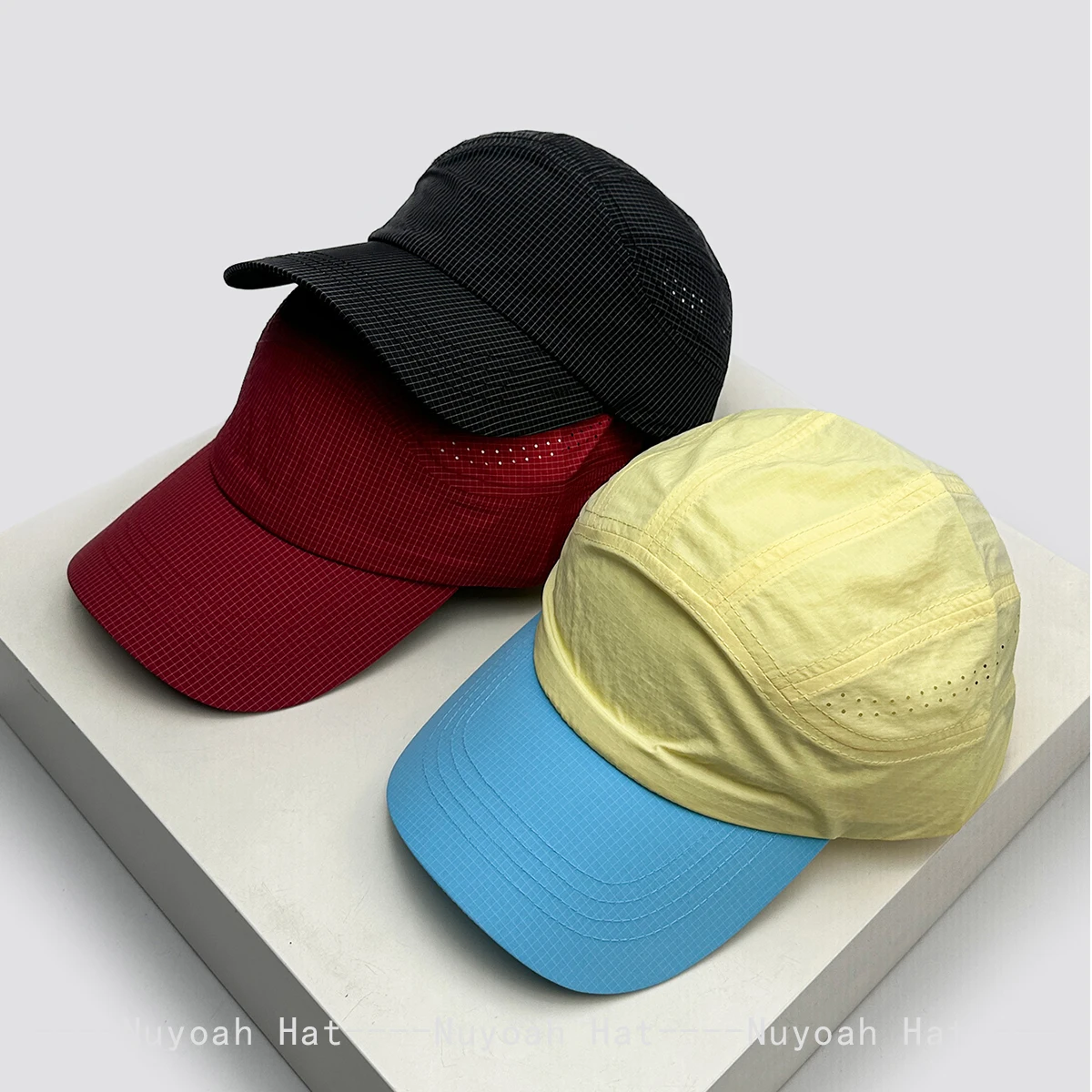 

New Men Women Quick-dry Plaid Color Block Baseball Hats Sunshade Simple Breathable Outdoor Peaked Caps Versatile Fashion Mesh