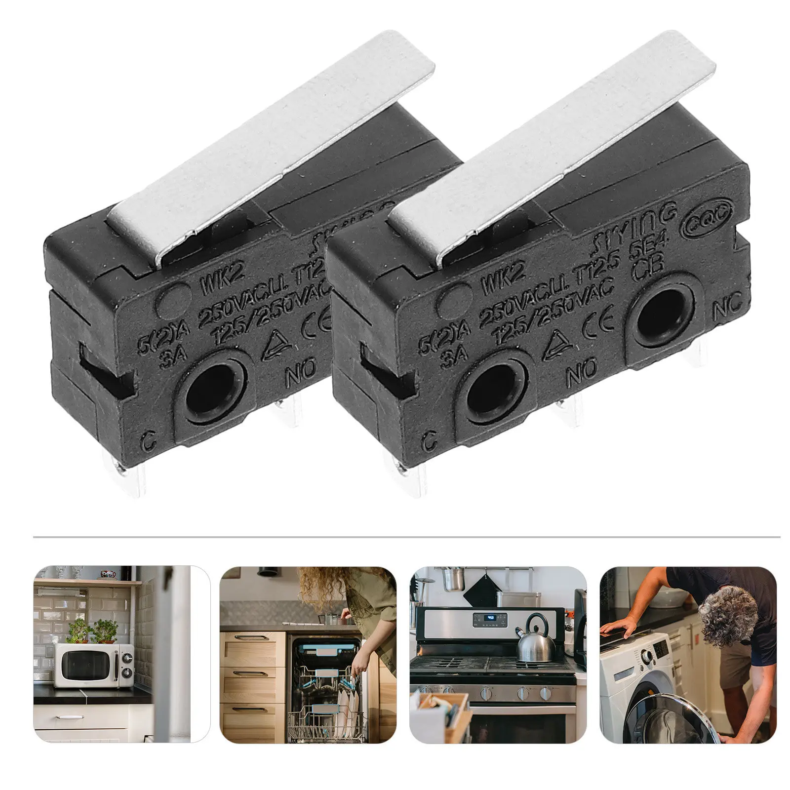 10pcs Spdt 1No 1 125V 5A Momentary Switch Black Silver Plastic Metal Straight Lever For Industrial Control Micro On Off No