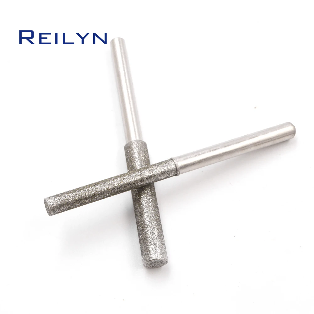 Reilyn 150# Ultra Long Cylinder Diamond Grinding Bits 4-15mm Emery Points for Jade Stone Carving Abrasive Burr Polishing