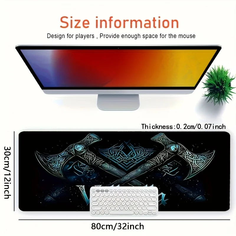 الفايكنج فالهالا الألعاب حصيرة مكتبية الألعاب الحصير ماوس الوسادة كبيرة ماوس 400X900 جهاز كمبيوتر شخصي مزدوج الفأس تصميم رون لوحة ممتدة #6