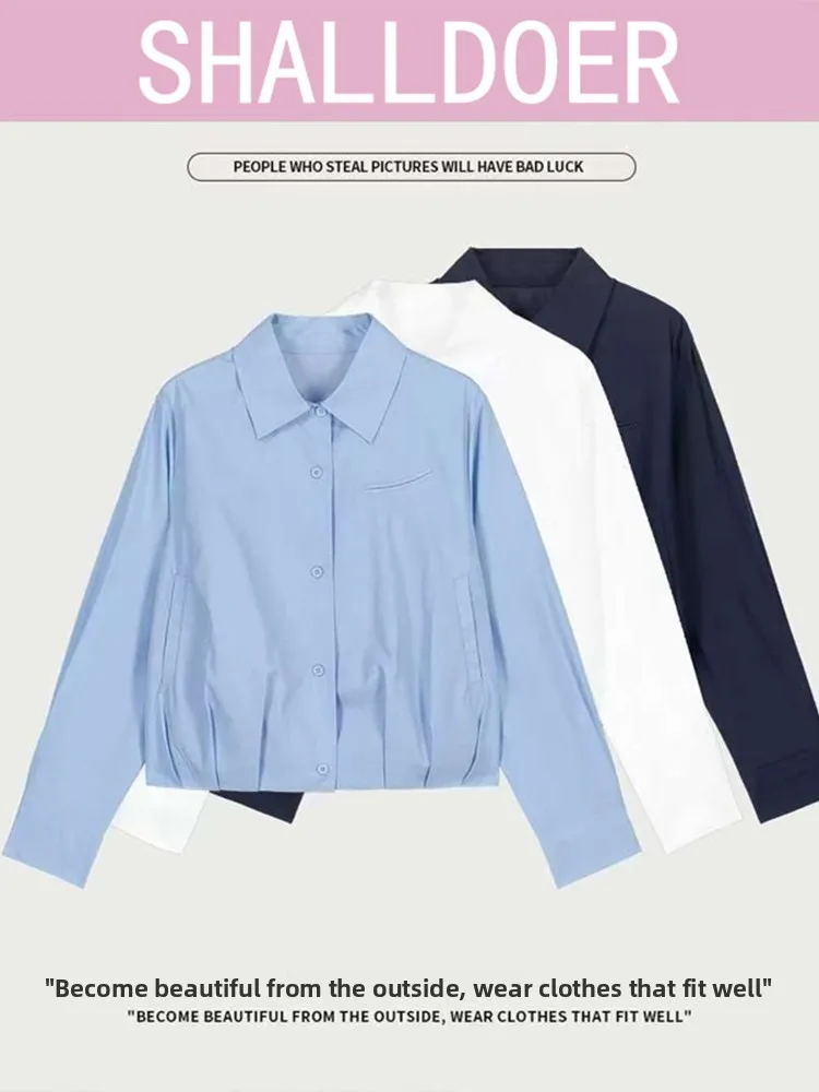 

Синяя свободная женская блузка 2026: Новинка весенней коллекции, повседневный модный базовый топ с длинным рукавом для комфортного ношения