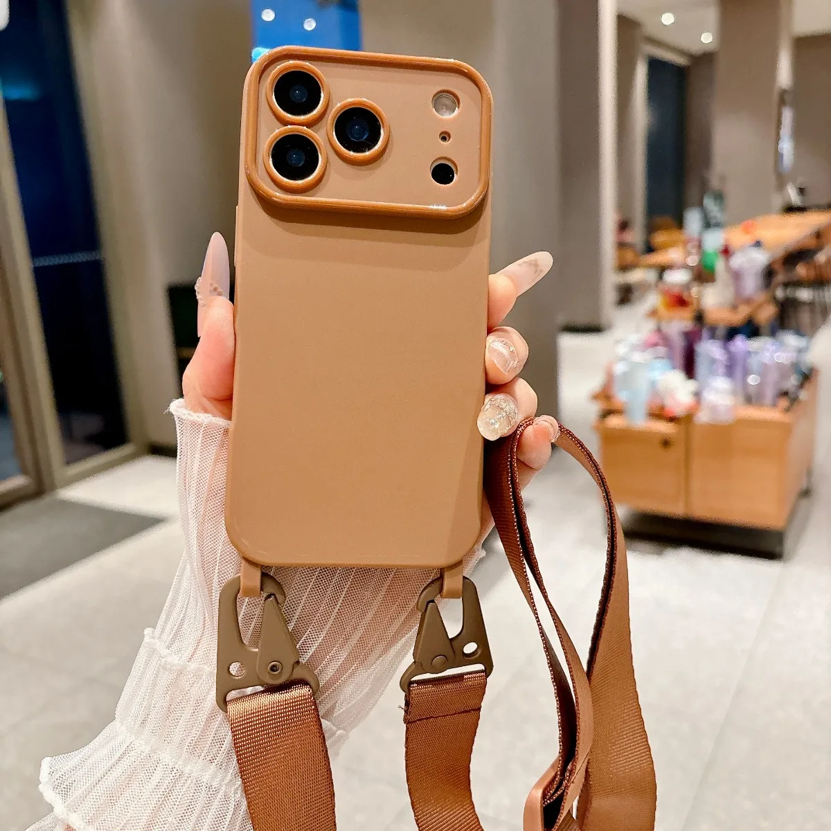 Crossbody-Lanyard-Silikon-Handyhülle für iPhone 17E 16E 17Pro 17 16 15 14 13 12 11 Pro Max mit Kordel-Halsband und weicher Abdeckung