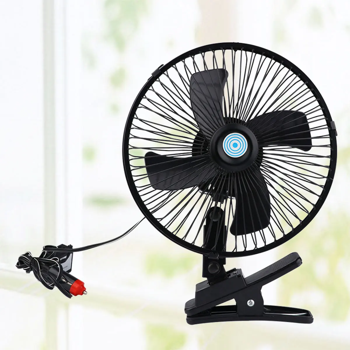 

10 Inch 12V Car Fan for Vehicle SUV Van Boat Rear Seat Air Circulation Low Power Double Blade Quiet Auto DC Plug Wind Control