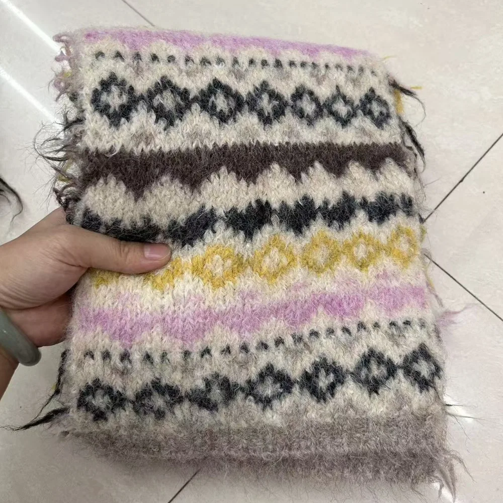 

Модный теплый жаккардовый вязаный шарф, шерстяной винтажный шарф в стиле Fair Isle с принтом, защита от холода, зимний шерстяной шейный платок, зимний