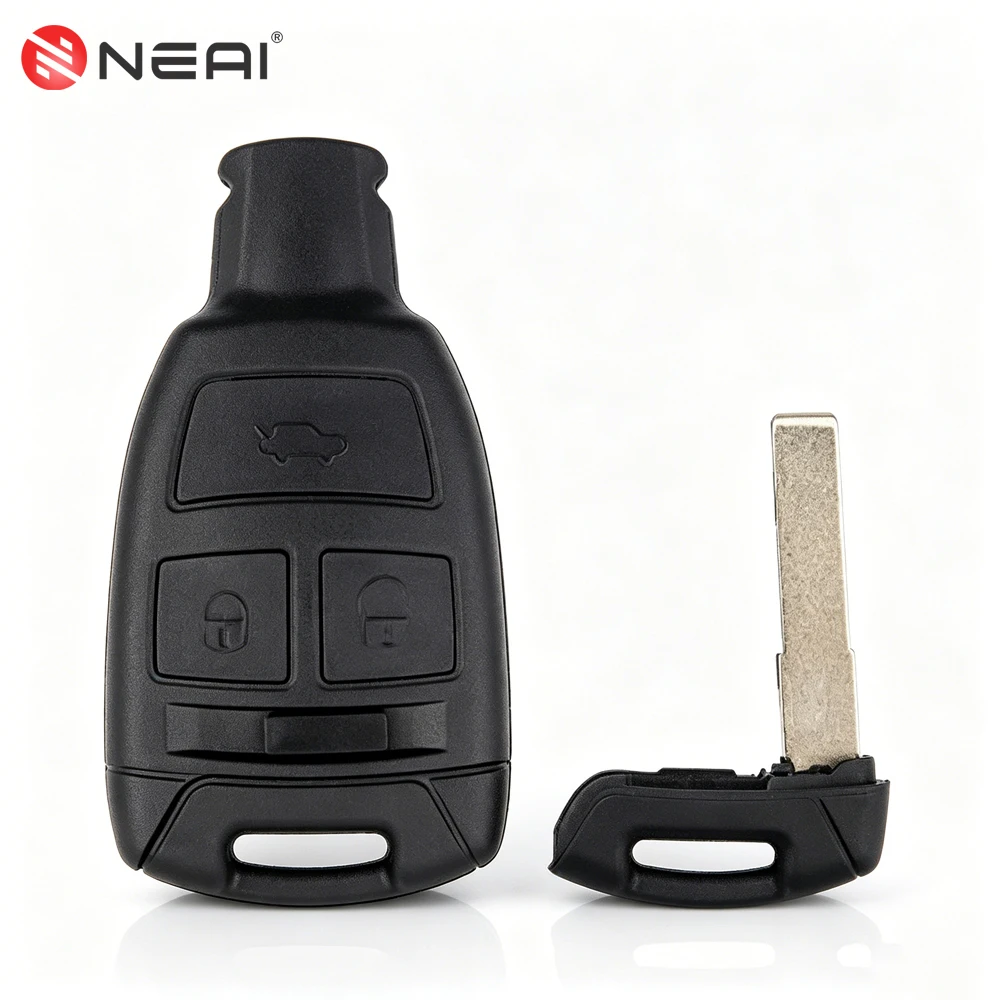 

NEAI Remote Car Key Shell Case Housing For Fiat 500 Punto Croma 3 Buttons Replacement Smart Card Fob Cover Uncut Blade No Logo